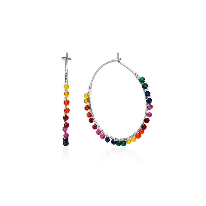 PENDIENTES ARO CRISTAL ACERO