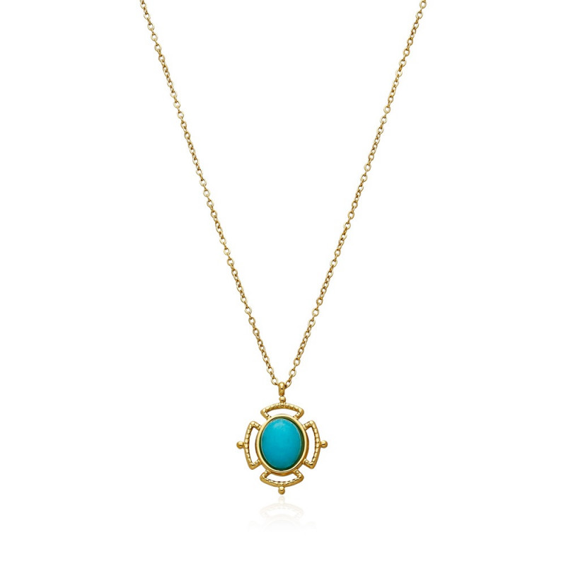 COLLAR OVAL TURQUESA ACERO