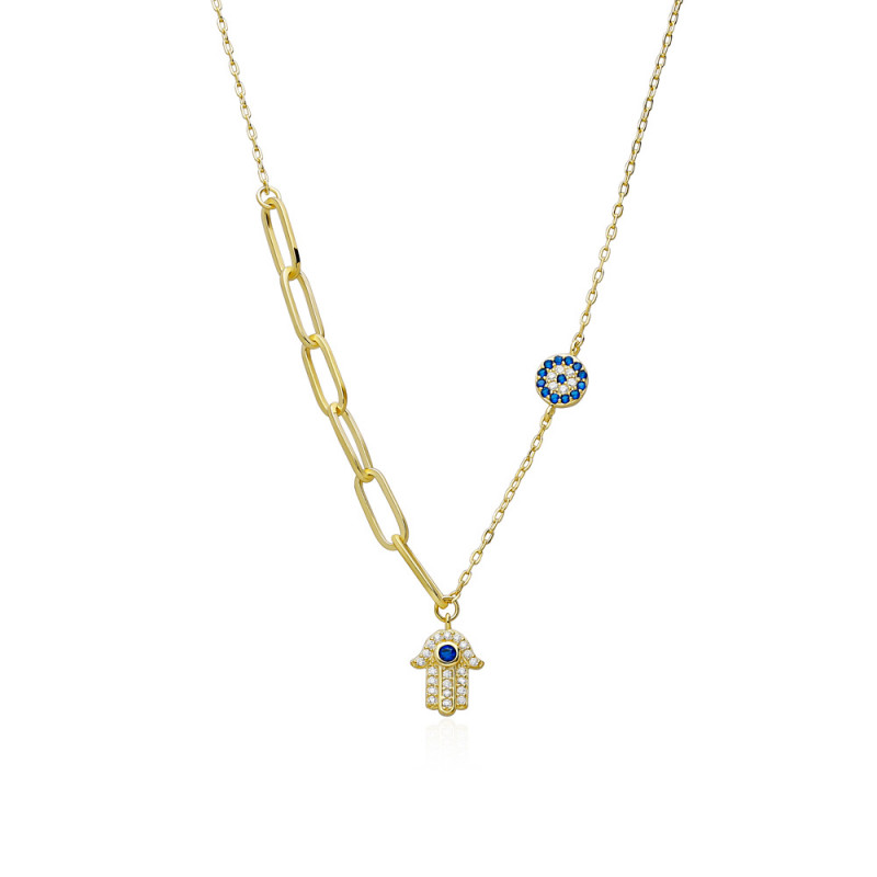 COLLAR MANO FÁTIMA Y OJO TURCO.