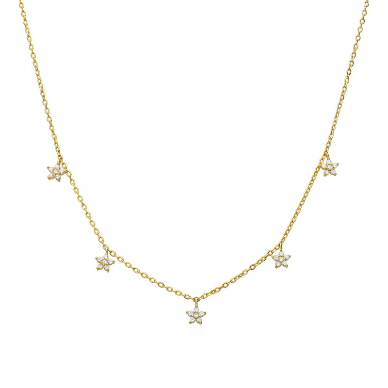 COLLAR ESTRELLAS. PLATA CHAPADA ORO.