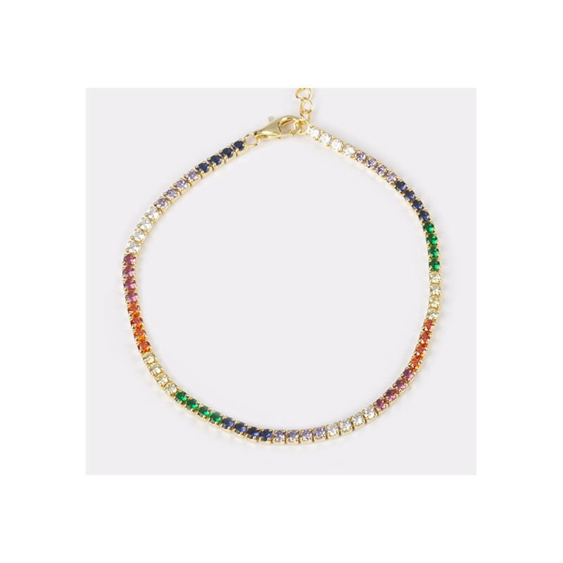 PULSERA CIRCONITAS COLORES PLATA DE LEY