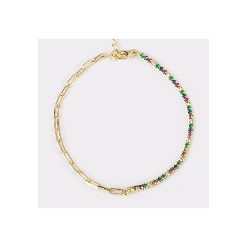 PULSERA DORADA CIRCONITAS DE COLORES