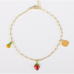 PULSERA DORADA FRUTAS....