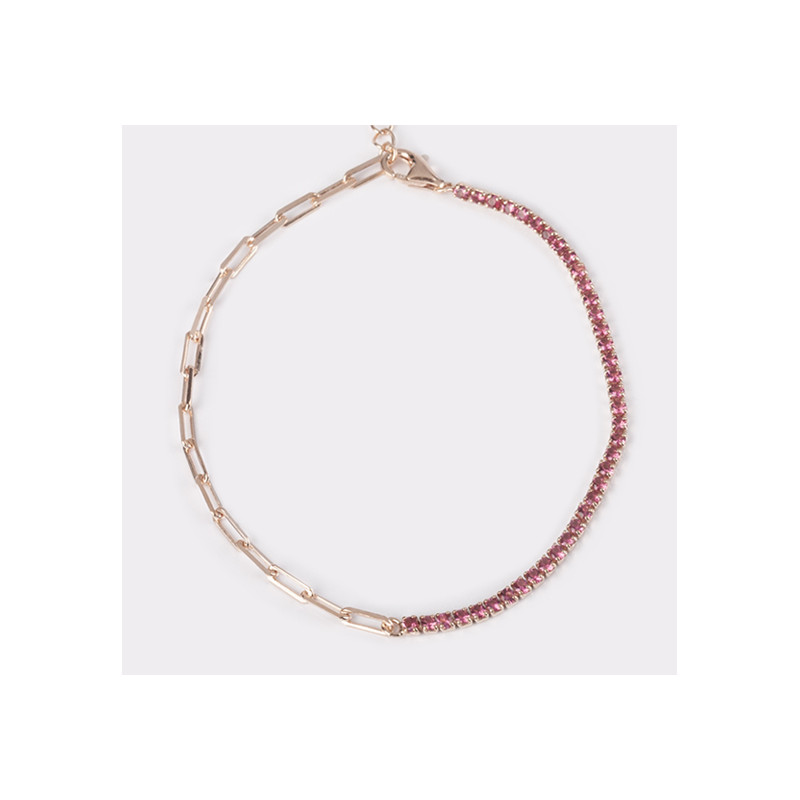 PULSERA DORADA ROSA. PLATA DE LEY