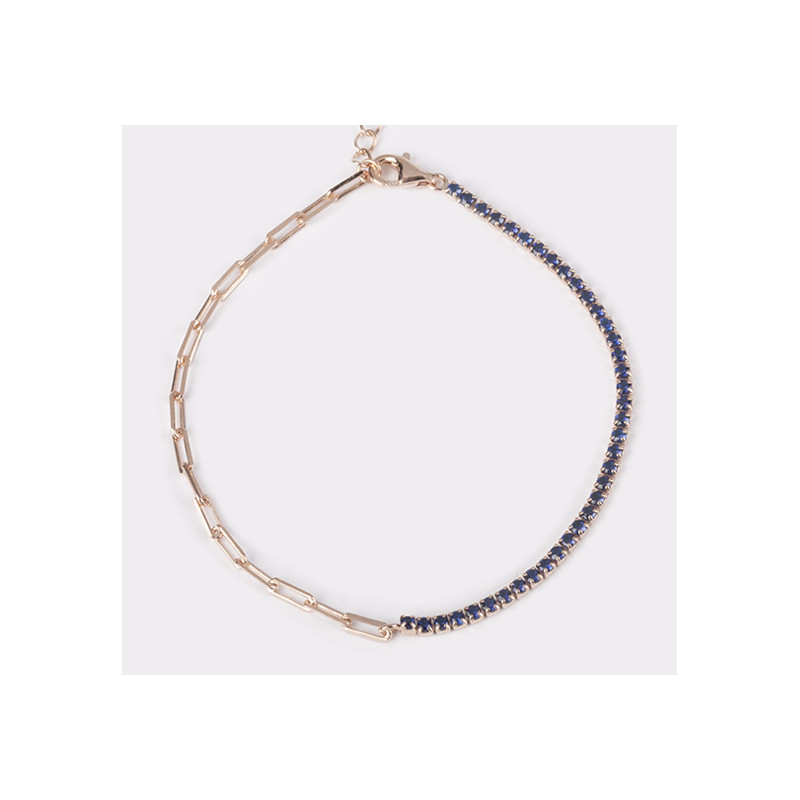 PULSERA DORADA AZUL. PLATA DE LEY.