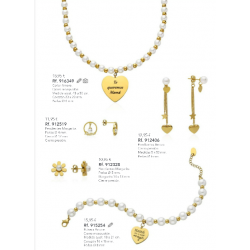 PENDIENTES MAMA PERLAS. ACERO DORADO.