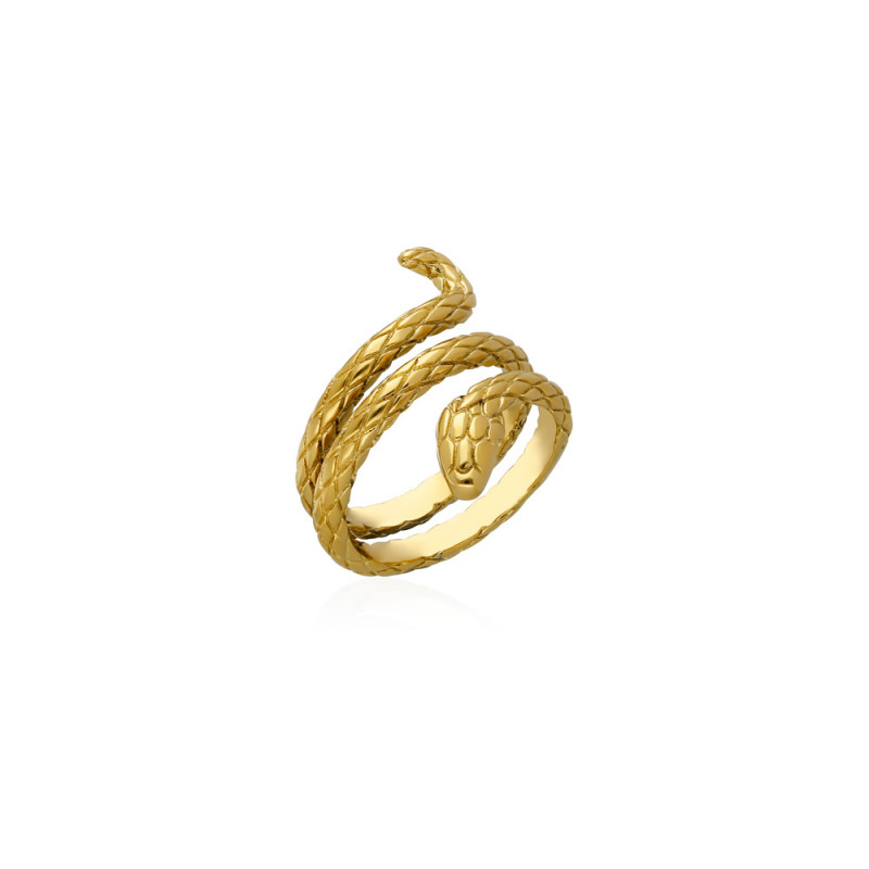 ANILLO SERPIENTE. ACERO DORADO.