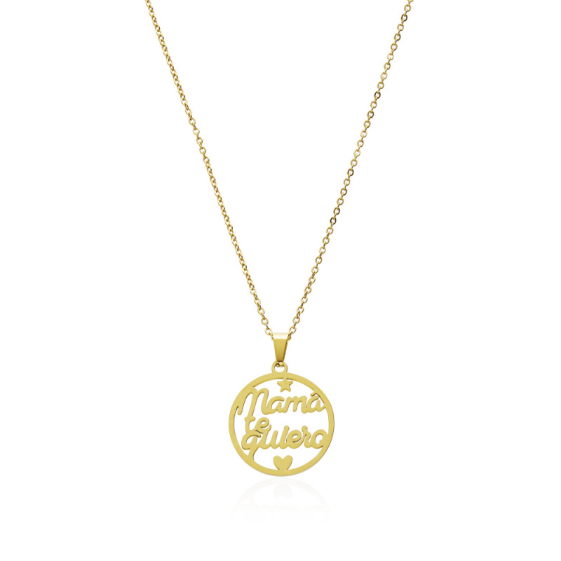 COLLAR MAMÁ TE QUIERO. ACERO DORADO.