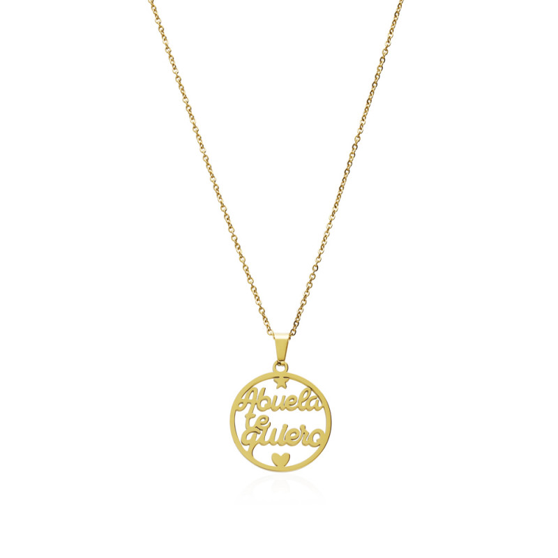 COLLAR ABUELA TE QUIERO. ACERO DORADO.