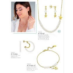 PENDIENTES ARO PERLAS. ACERO DORADO.