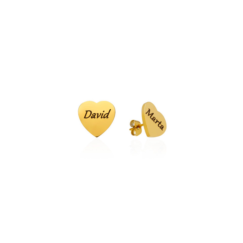 PENDIENTES CORAZÓN. PERSONALIZABLES. ACERO DORADO
