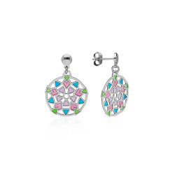 PENDIENTES MANDALA ESMALTADA PLATA