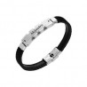 PULSERA DE PIEL NEGRA Y NYLON DEPORTIVO ACERO 316 L