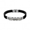 PULSERA DE PIEL NEGRA Y NYLON DEPORTIVO ACERO 316 L