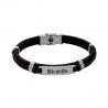 PULSERA PIEL NEGRA Y CORDÓN CENTRAL ACERO 316 L