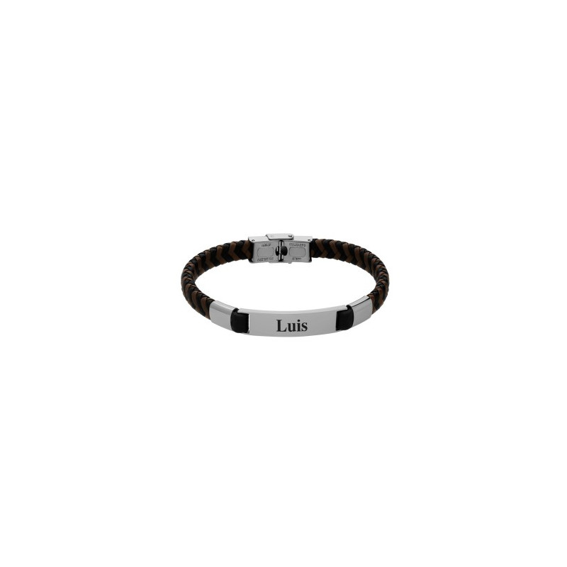 PULSERA TRENZADA PIEL ACERO 316 L