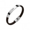 PULSERA TRENZADA PIEL ACERO 316 L