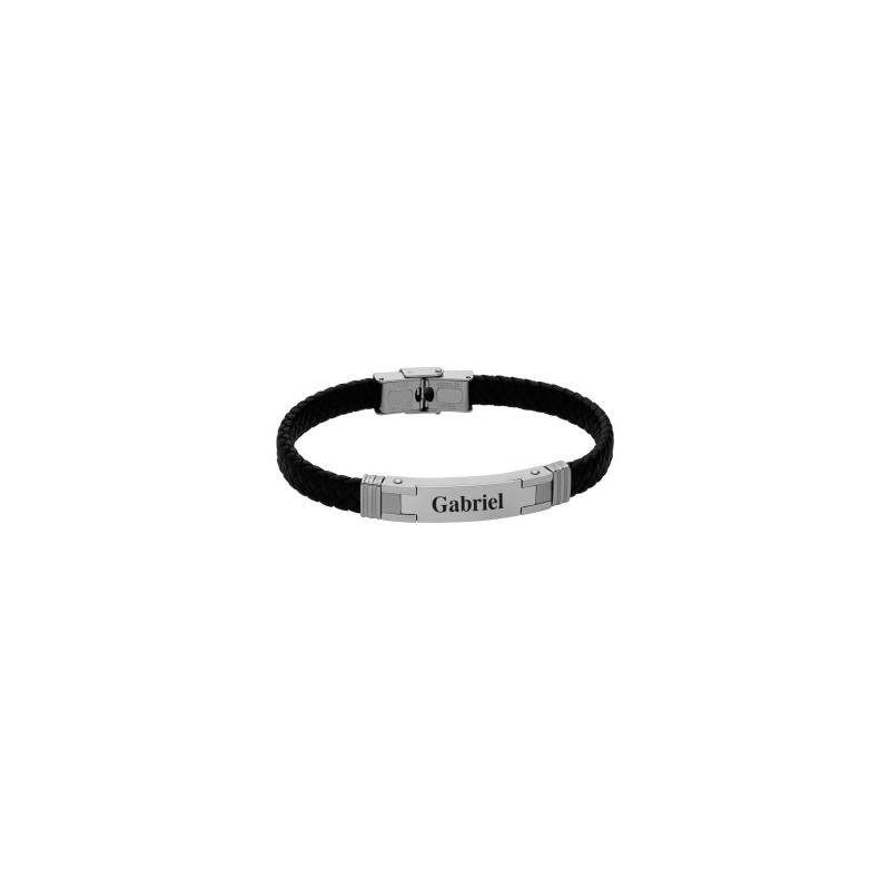 PULSERA TRENZADA PIEL ACERO 316 L