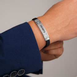 PULSERA TRENZADA PIEL ACERO 316 L