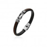 PULSERA INFINITO MAGNUM PIEL NEGRA Y MARRÓN ACERO 316 L