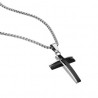 COLLAR CRUZ BLACK DOBLE ACERO 316 L