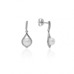 PENDIENTES LARGO PERLA PLATA DE LEY